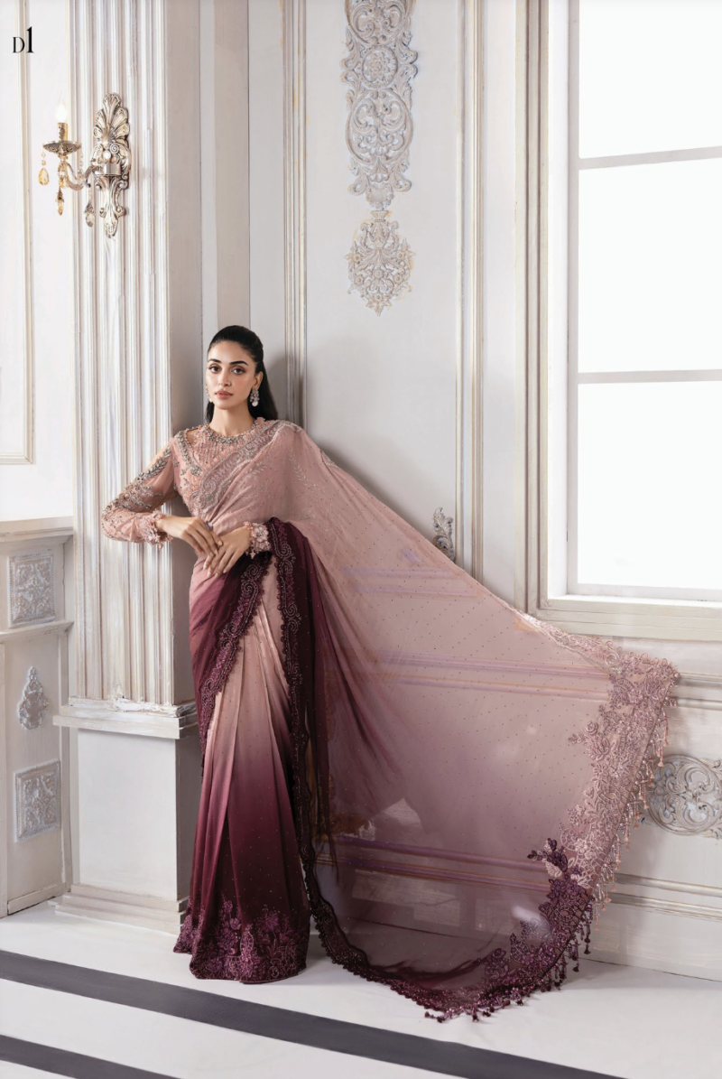 Unstitched Embroidered Chiffon Saree | BD-3001